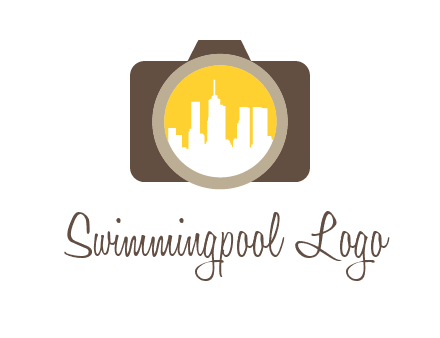 skyscrapers in camera lens photography logo