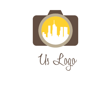 skyscrapers in camera lens photography logo