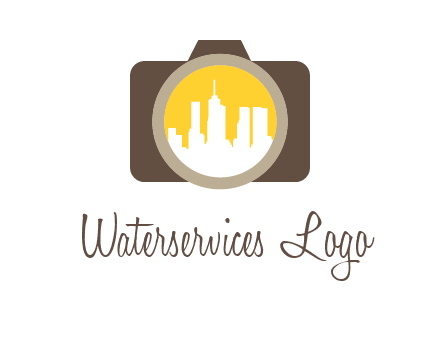 skyscrapers in camera lens photography logo