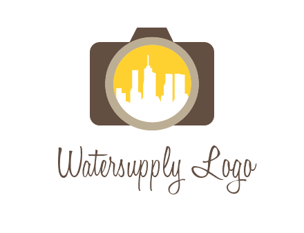 skyscrapers in camera lens photography logo