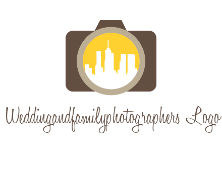 skyscrapers in camera lens photography logo