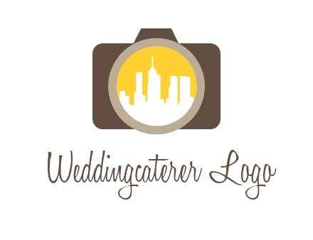 skyscrapers in camera lens photography logo