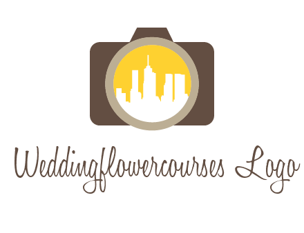 skyscrapers in camera lens photography logo