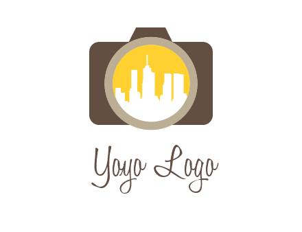 skyscrapers in camera lens photography logo