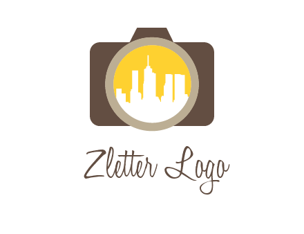 skyscrapers in camera lens photography logo