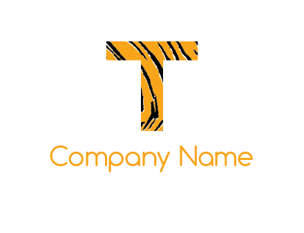 letter T with tiger pattern logo