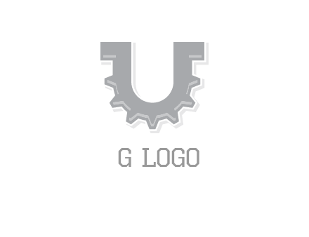 letter U made of gear logo