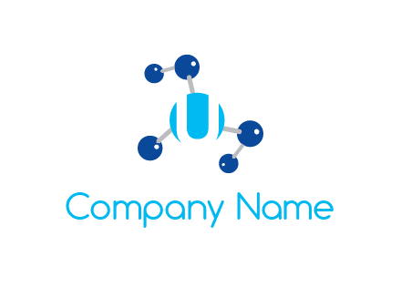 letter U inside circle with chemical bond logo