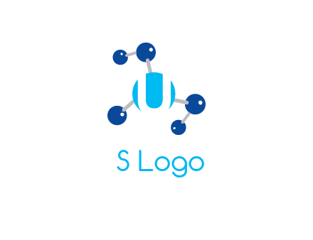 letter U inside circle with chemical bond logo