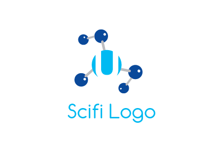 letter U inside circle with chemical bond logo