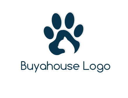 cat inside paw print logo