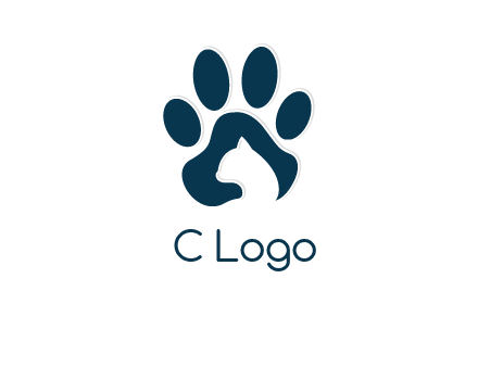 cat inside paw print logo