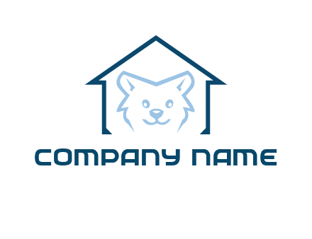 dog face inside house logo