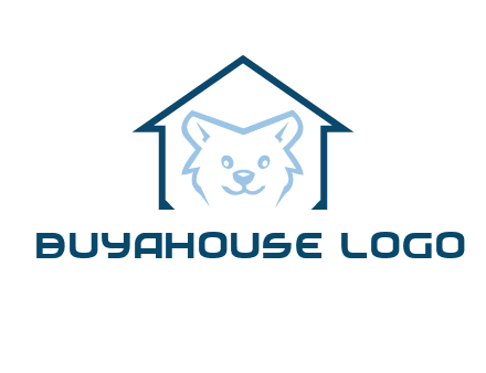 dog face inside house logo