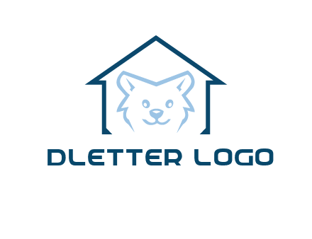 dog face inside house logo