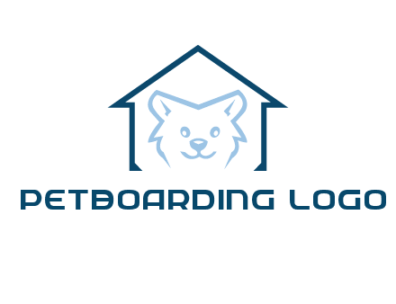 dog face inside house logo