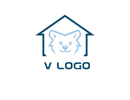 dog face inside house logo