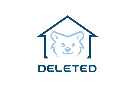 dog face inside house logo