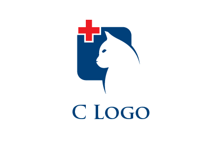 cat with medical plus symbol logo