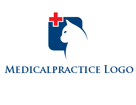 cat with medical plus symbol logo