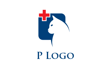 cat with medical plus symbol logo