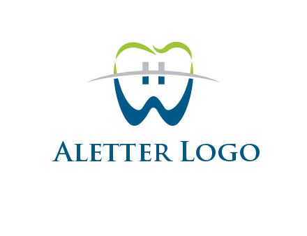 teeth made of letter w logo