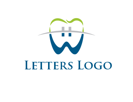 teeth made of letter w logo