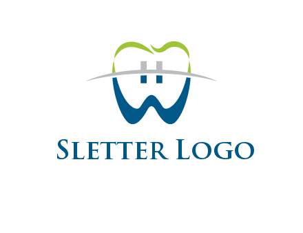 teeth made of letter w logo