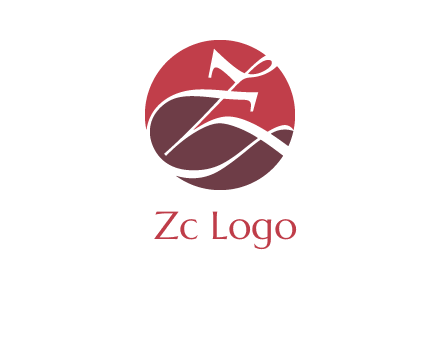 calligraphy letter Z inside circle logo