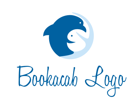 circle dolphin hugging fish and starfish logo