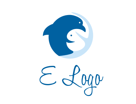 circle dolphin hugging fish and starfish logo