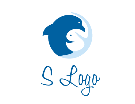 circle dolphin hugging fish and starfish logo