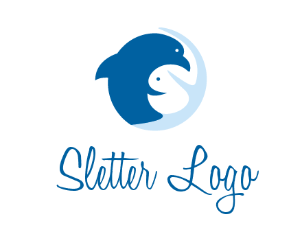 circle dolphin hugging fish and starfish logo