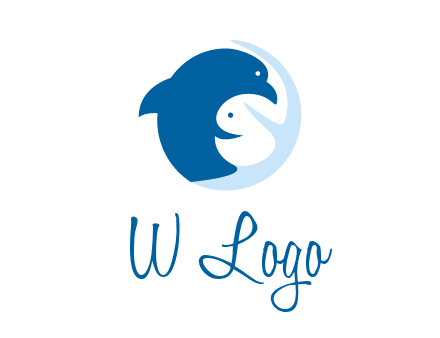 circle dolphin hugging fish and starfish logo