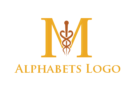 medical sign between letter M logo