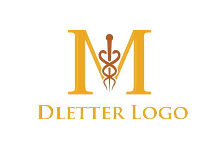 medical sign between letter M logo