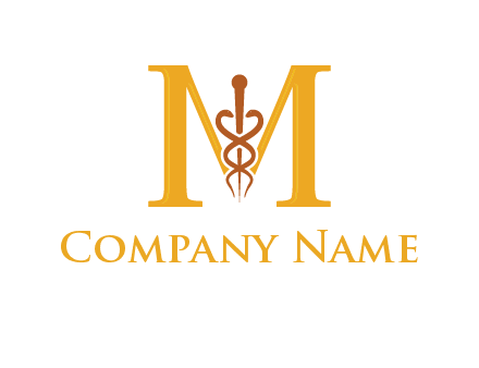 medical sign between letter M logo