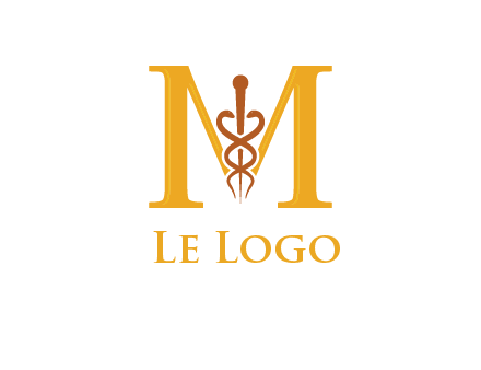 medical sign between letter M logo