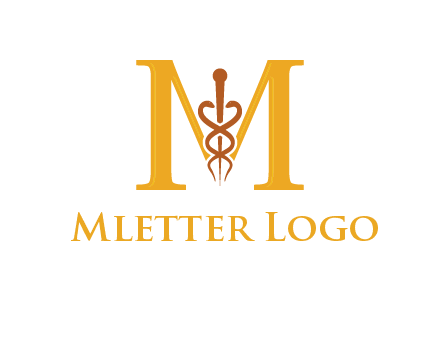 medical sign between letter M logo