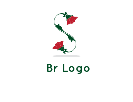 letter S made of flowers logo