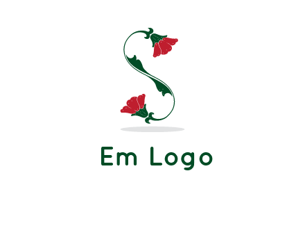 letter S made of flowers logo