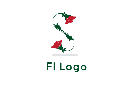 letter S made of flowers logo