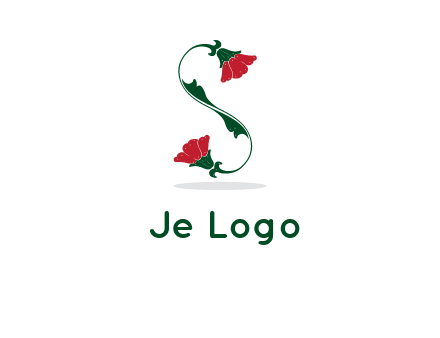 letter S made of flowers logo