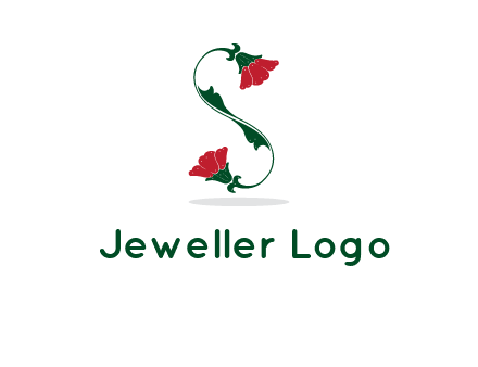 letter S made of flowers logo