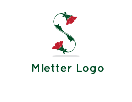 letter S made of flowers logo