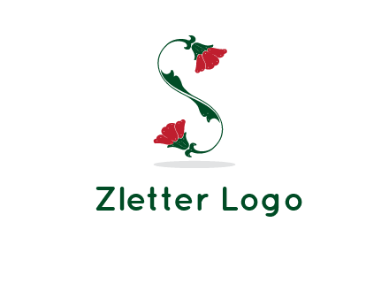 letter S made of flowers logo