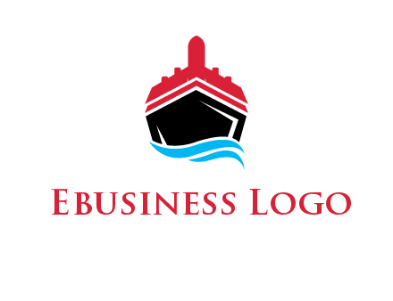 ship incorporated with airplane with waves logo