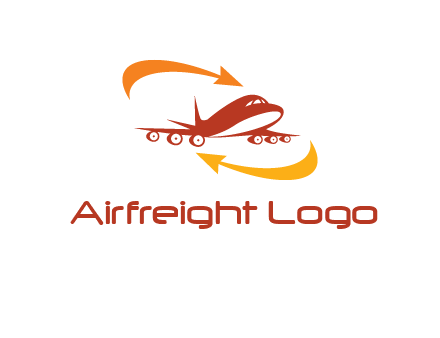 arrow swooshes around airplane logo