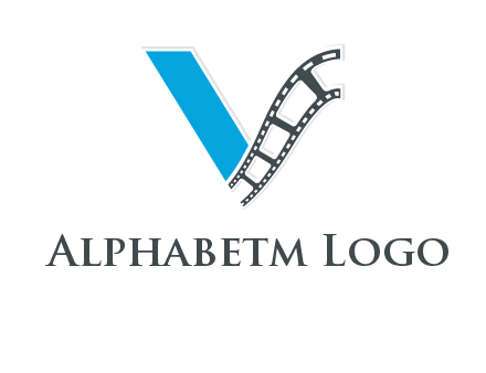 Letter V with film wheel logo