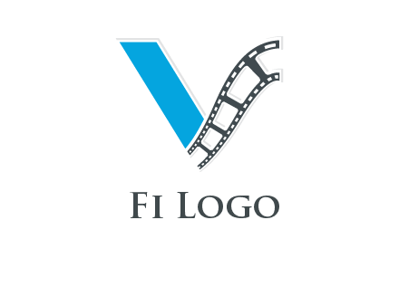 Letter V with film wheel logo